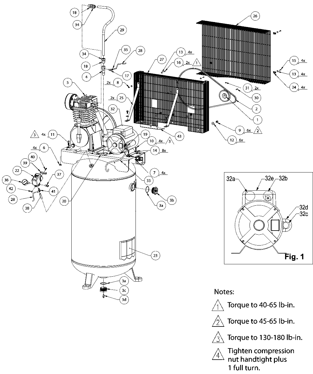 Default Diagram and Parts List for PXCMV5048055 Type 0 Porter Cable Compressor